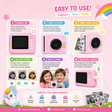 Kids Instant Print Camera with HD Photo & Thermal Printing | Pink Unicorn Camera
