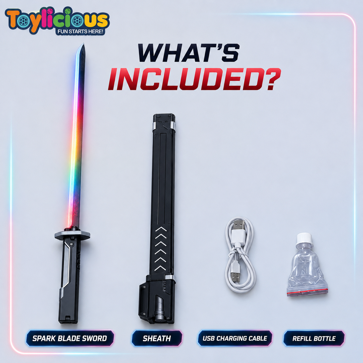 Rechargeable Spark Blade Toy Sword with Smoke & LED Lights – product image 2 | MamamyToy Pakistan