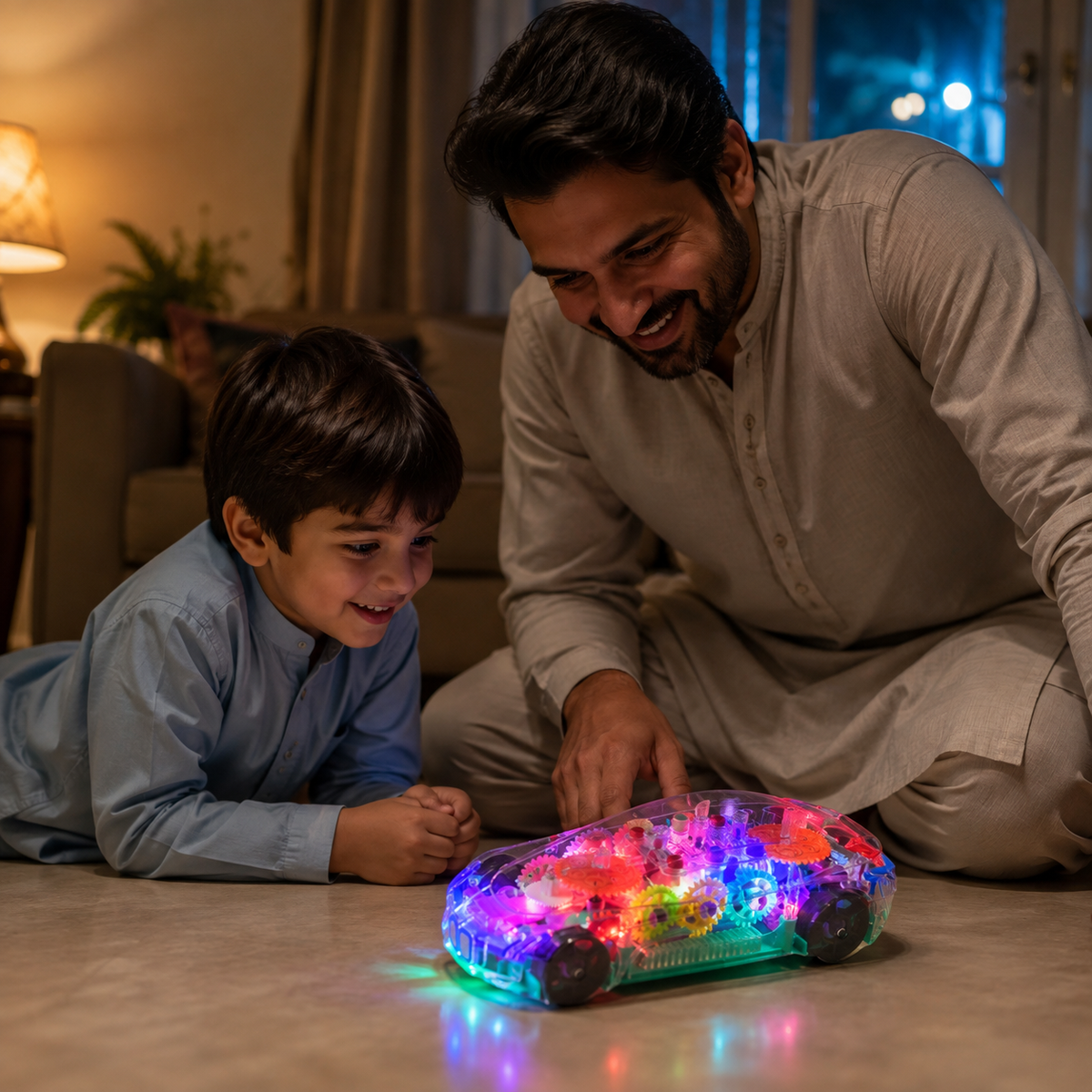 Transparent Gear Concept Car Toy with Lights for Kids