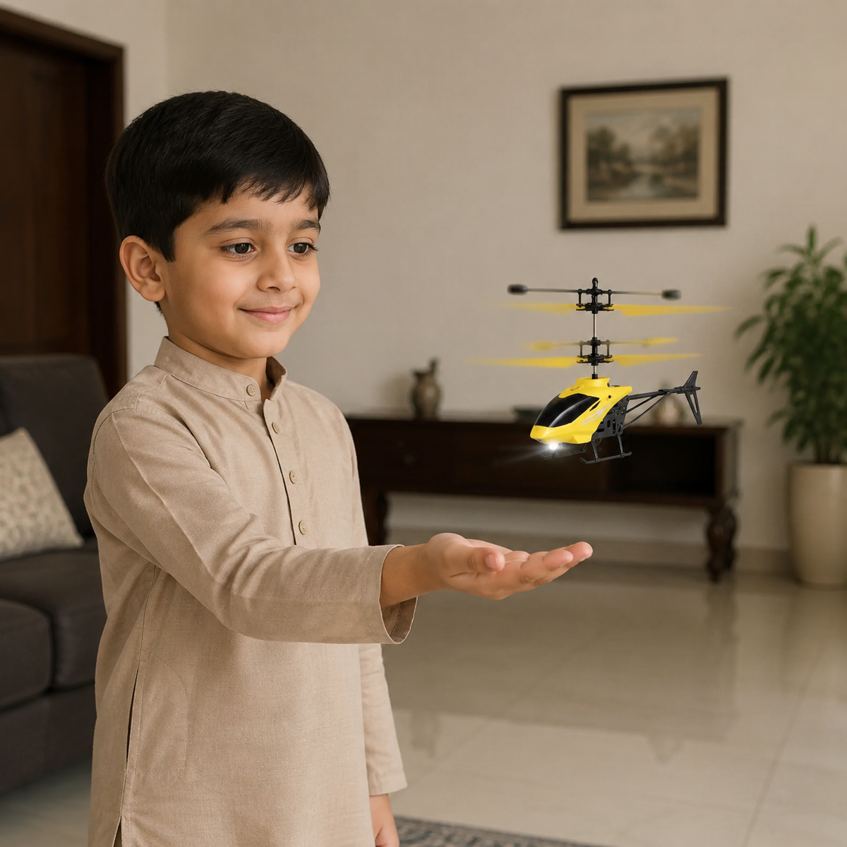 Flying Helicopter With Fall Sensor