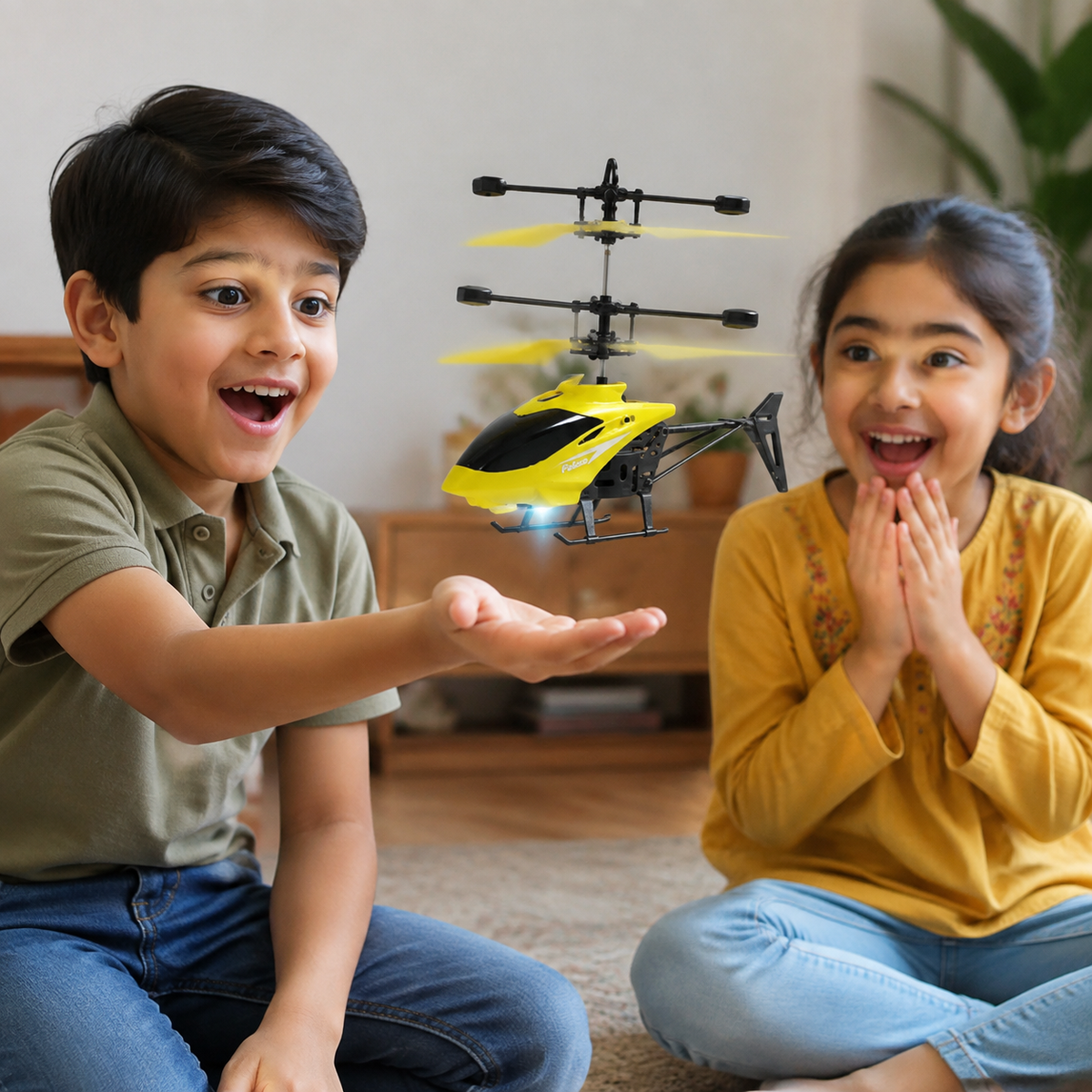 Flying Helicopter With Fall Sensor