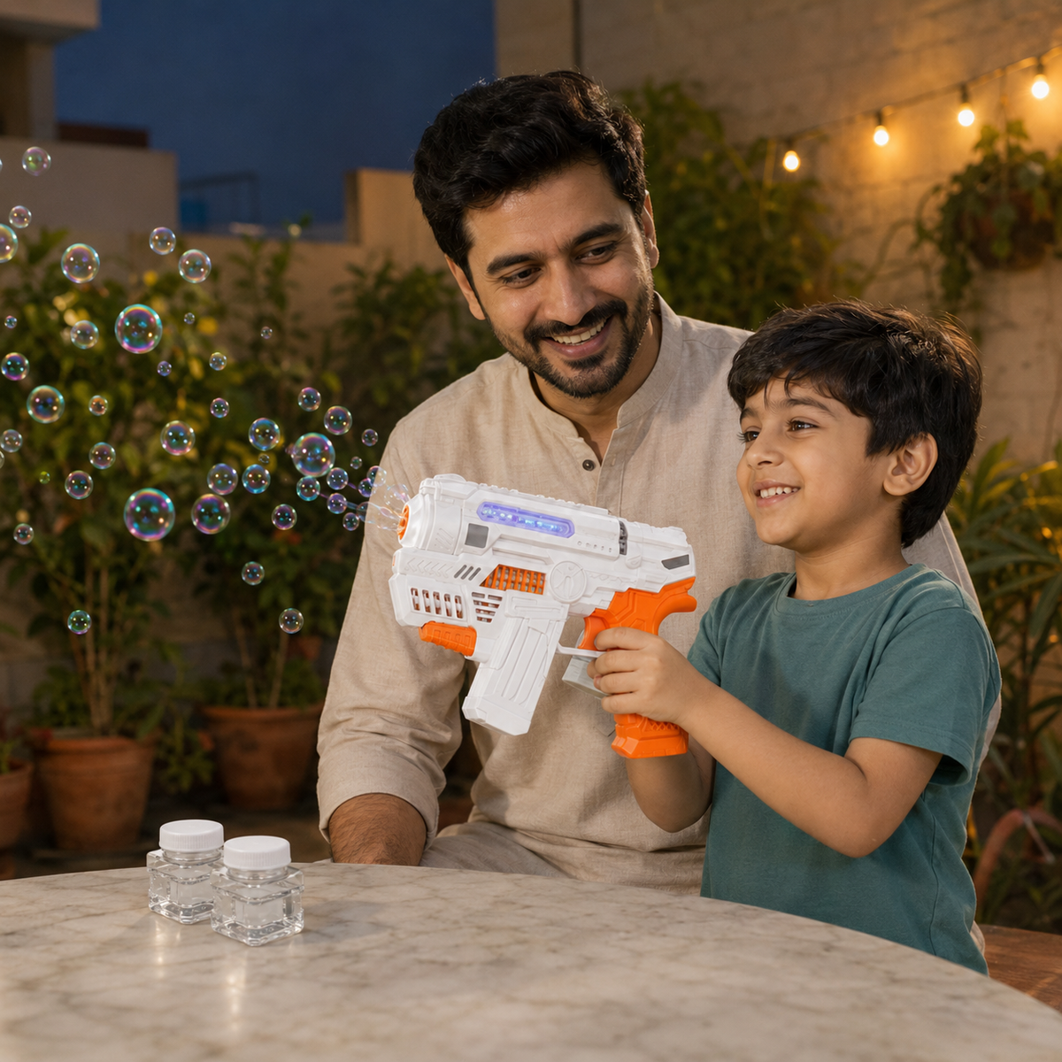 Bubble Gun with Sound & Light for Kids – 2 Bubble Jars