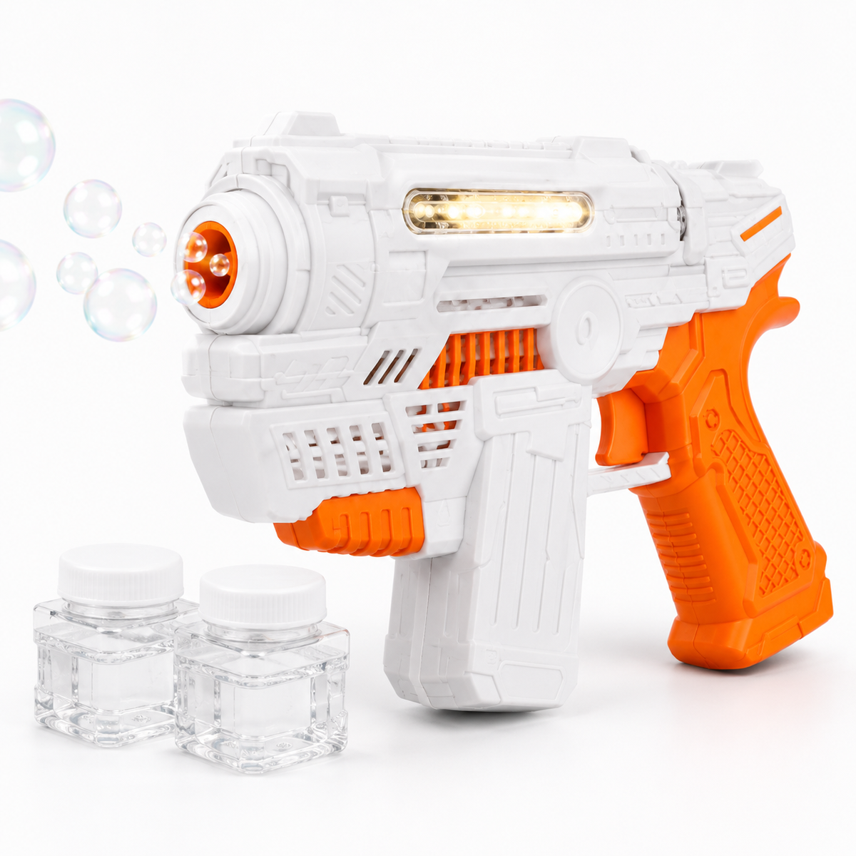 Bubble Gun with Sound & Light for Kids – 2 Bubble Jars