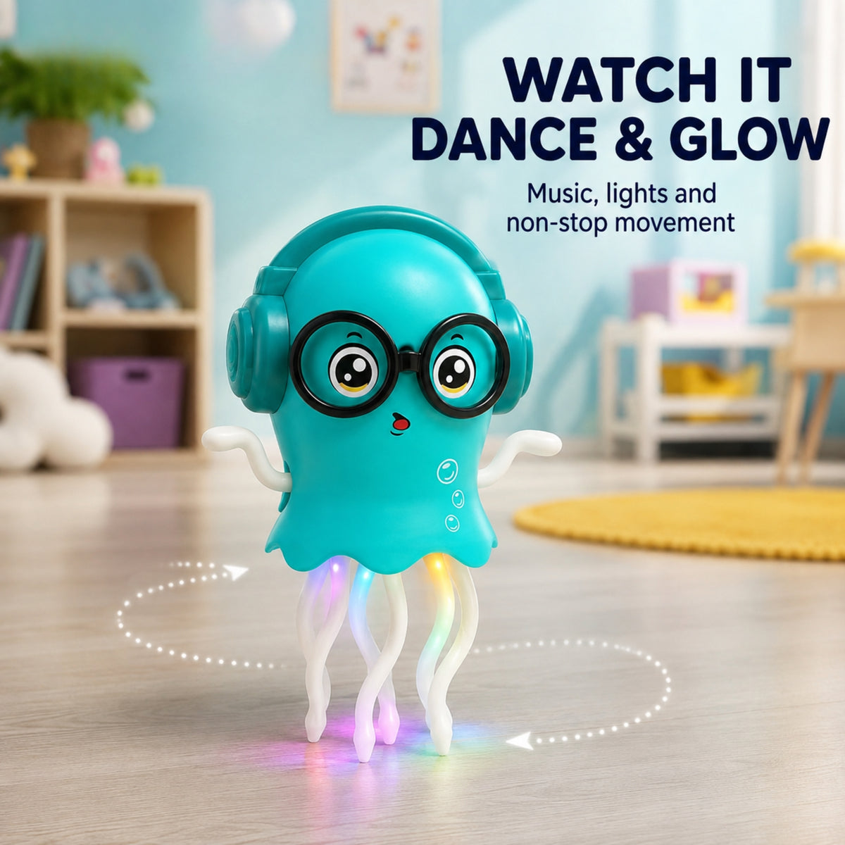 Dancing Jellyfish Musical Toy with 3D Lights & Bump & Go