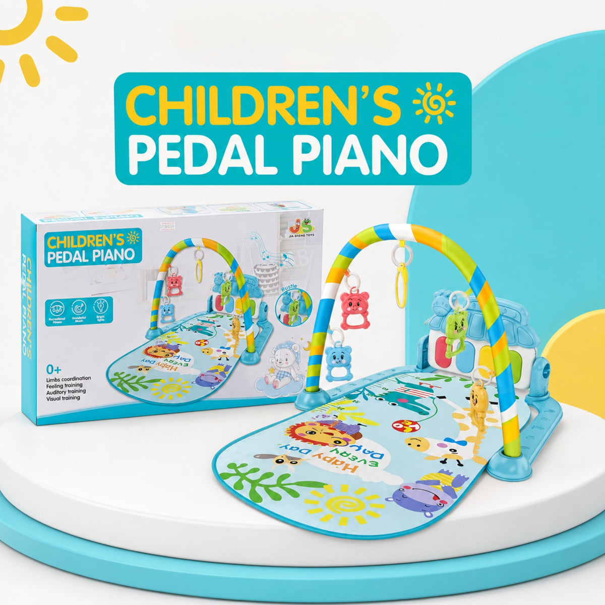 Baby Pedal Piano Play Gym with Music, Lights & Hanging Toys