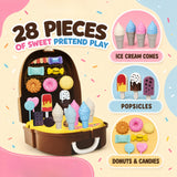 28-Piece Ice Cream & Donut Backpack Playset for Kids