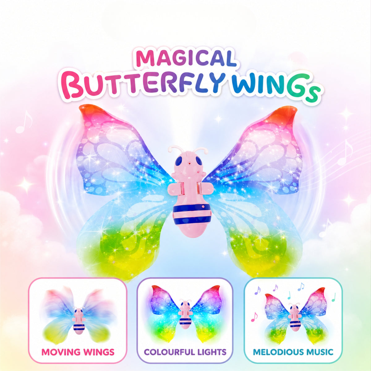 Electric Butterfly Wings with Lights, Music & Moving Wings