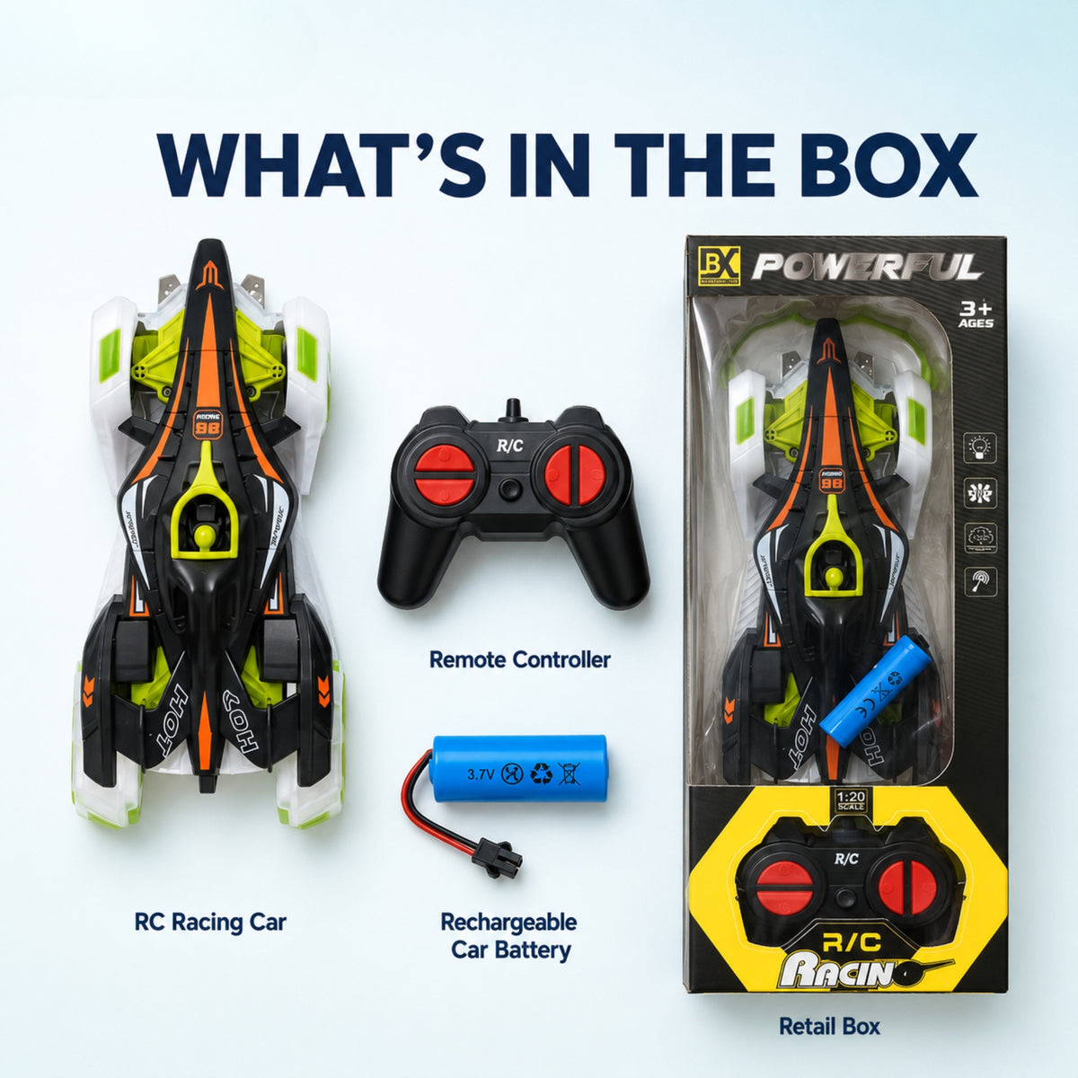 Rechargeable RC Racing Car for Kids – 1:20 Scale