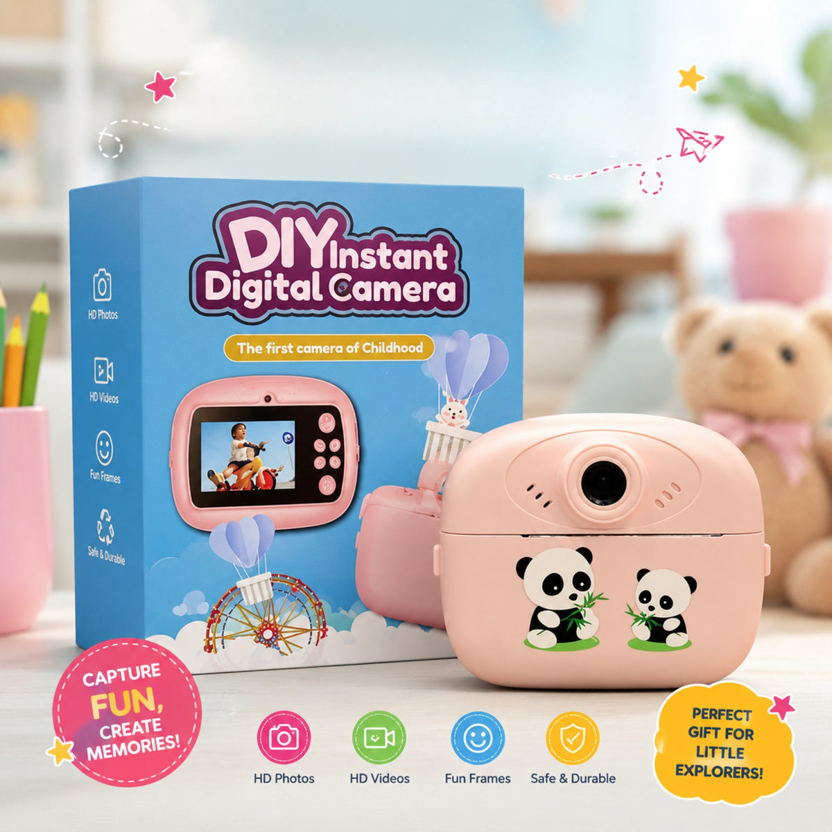 Kids DIY Instant Digital Camera | HD Photo & Video Camera for Kids