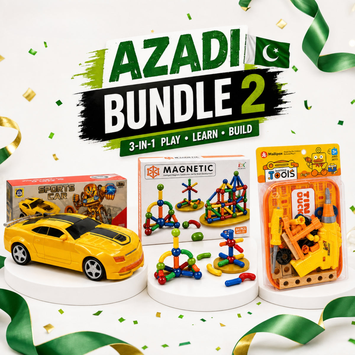Azadi Bundle 2 – 3-in-1 Kids Learning & Fun Toy Bundle