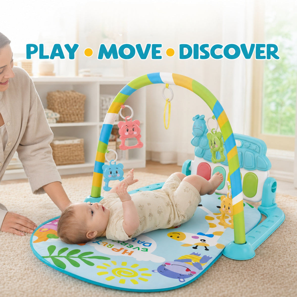 Baby Pedal Piano Play Gym with Music, Lights & Hanging Toys