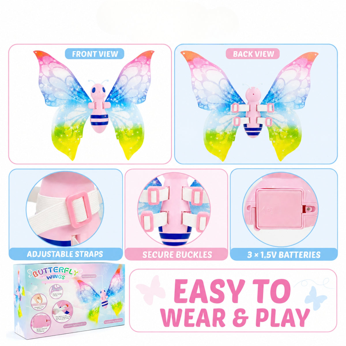 Electric Butterfly Wings with Lights, Music & Moving Wings