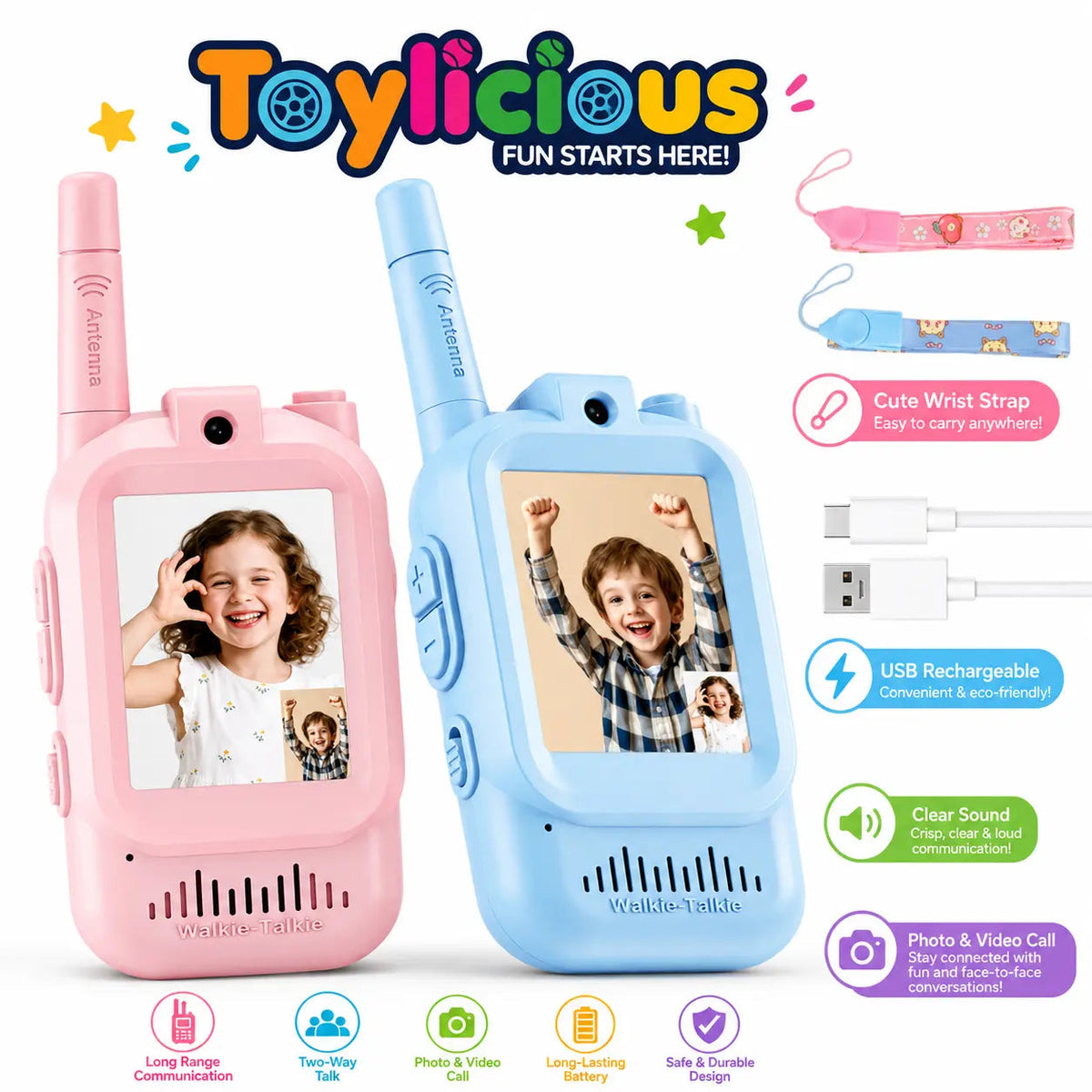 Rechargeable Kids Video Walkie-Talkie Set – 2 Pieces – product image 2 | MamamyToy Pakistan